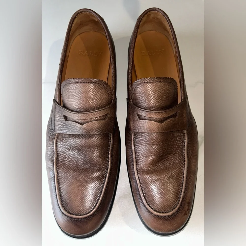 Bally MICSON/01 Men's Medium Brown Leather Slip On Loafer Dress Shoes